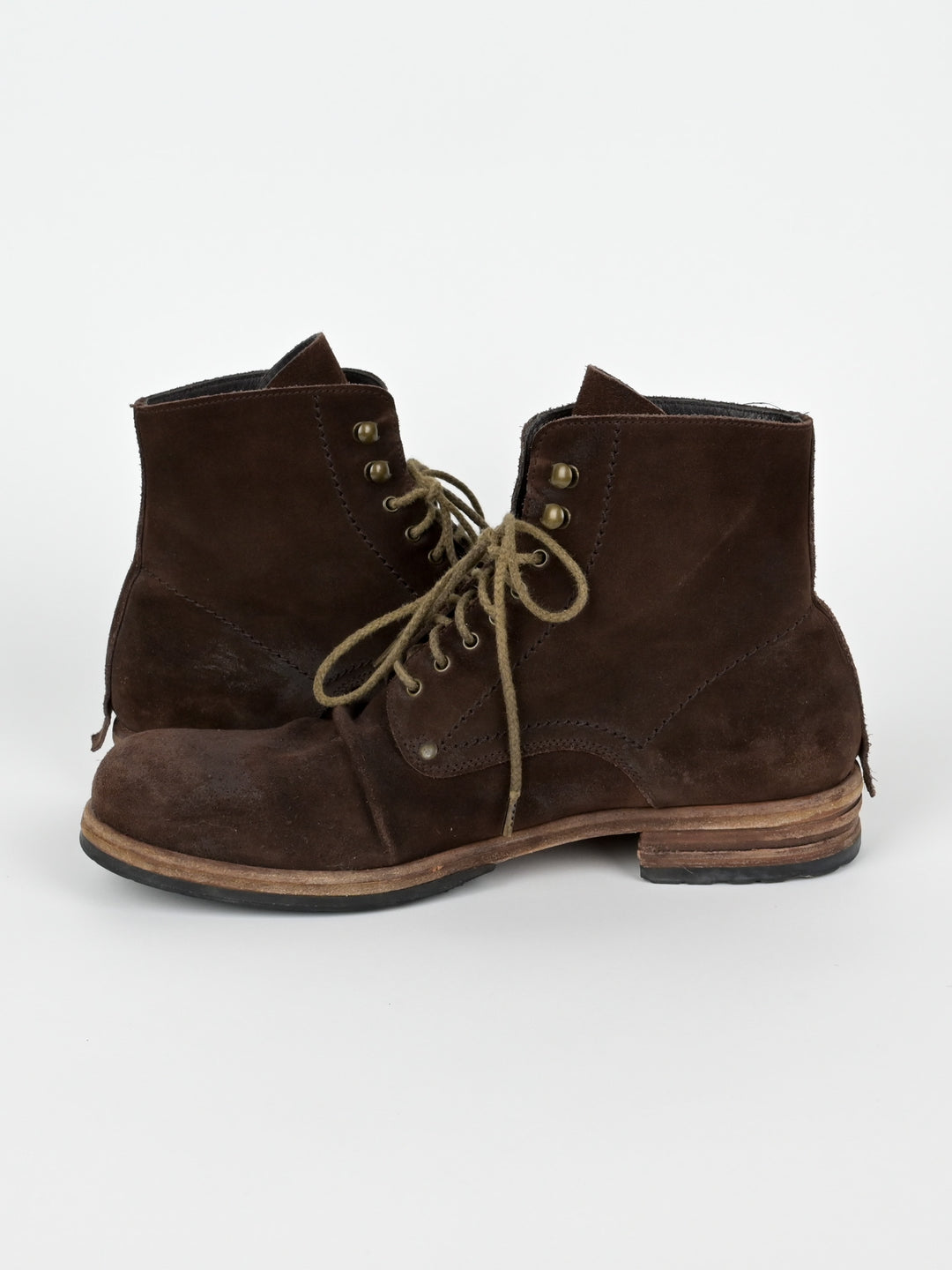 5998 Suede Stacked Leather Boots