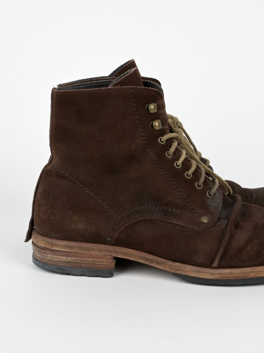 5998 Suede Stacked Leather Boots