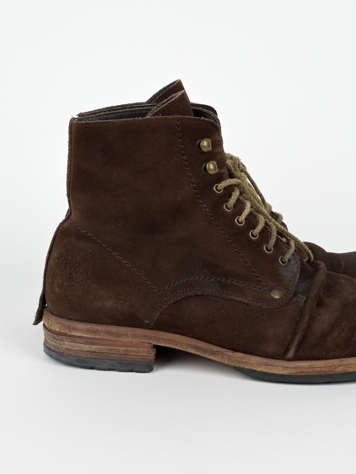 5998 Suede Stacked Leather Boots