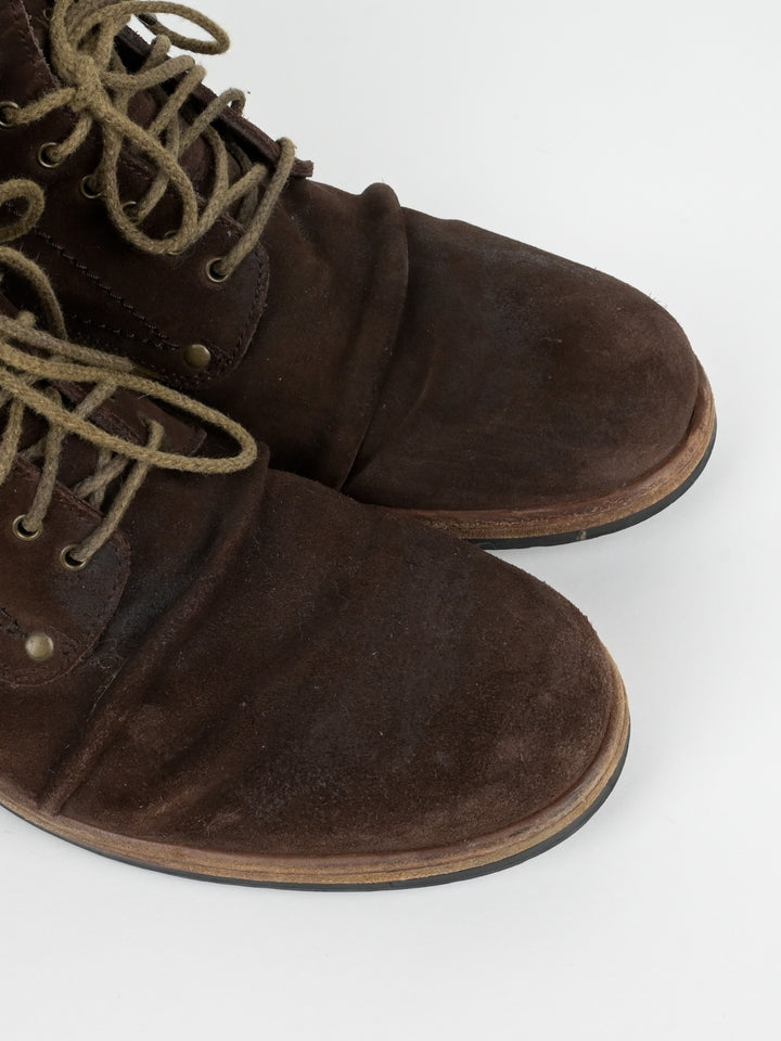 5998 Suede Stacked Leather Boots