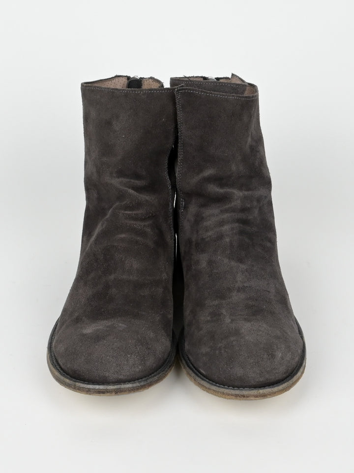 Suede Back Zip Ankle Boots