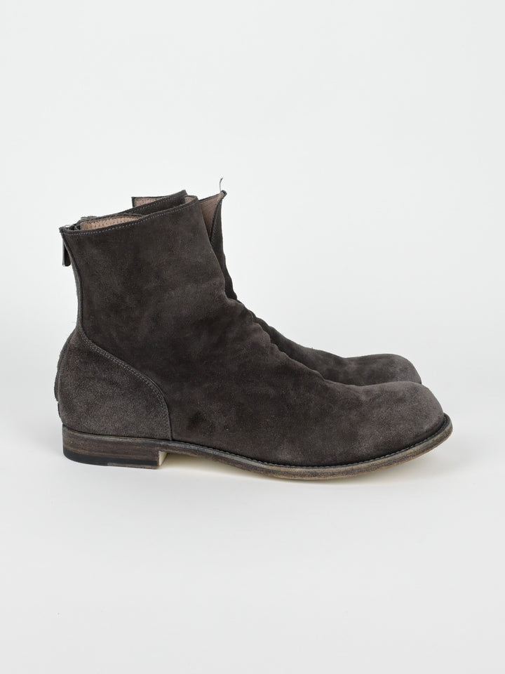 Suede Back Zip Ankle Boots