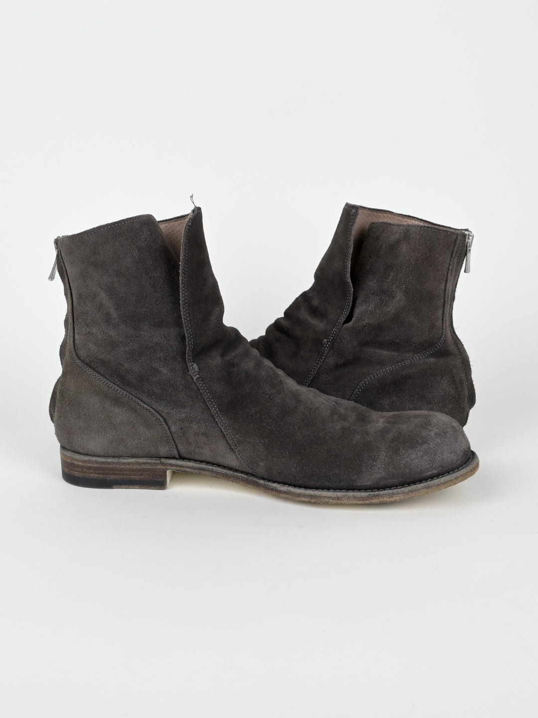 Suede Back Zip Ankle Boots