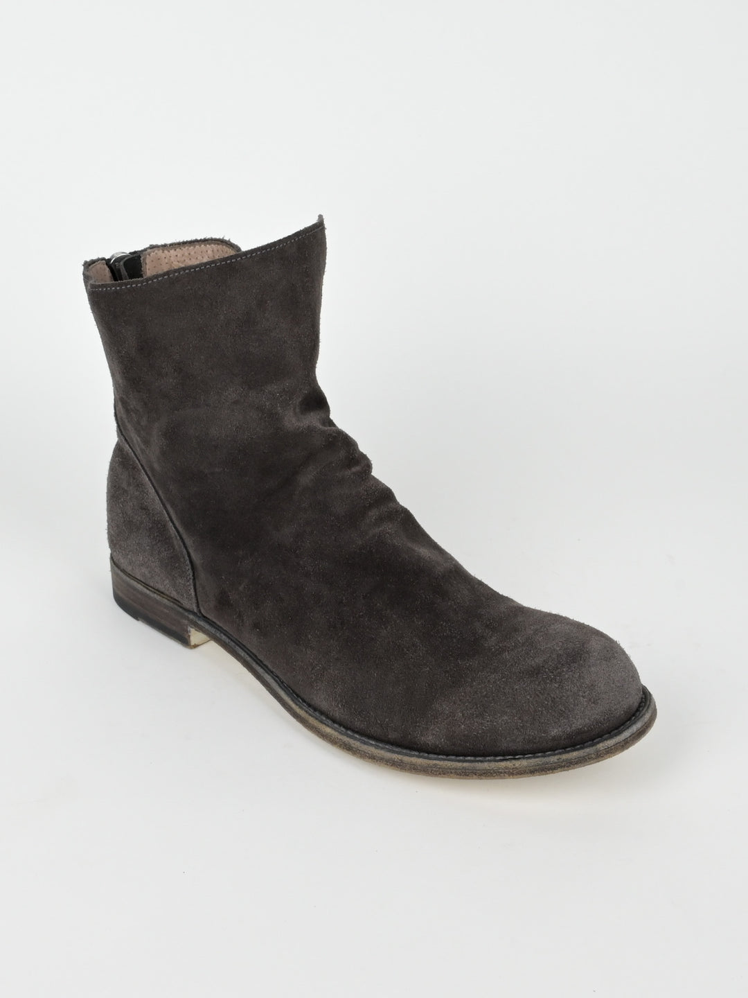 Suede Back Zip Ankle Boots
