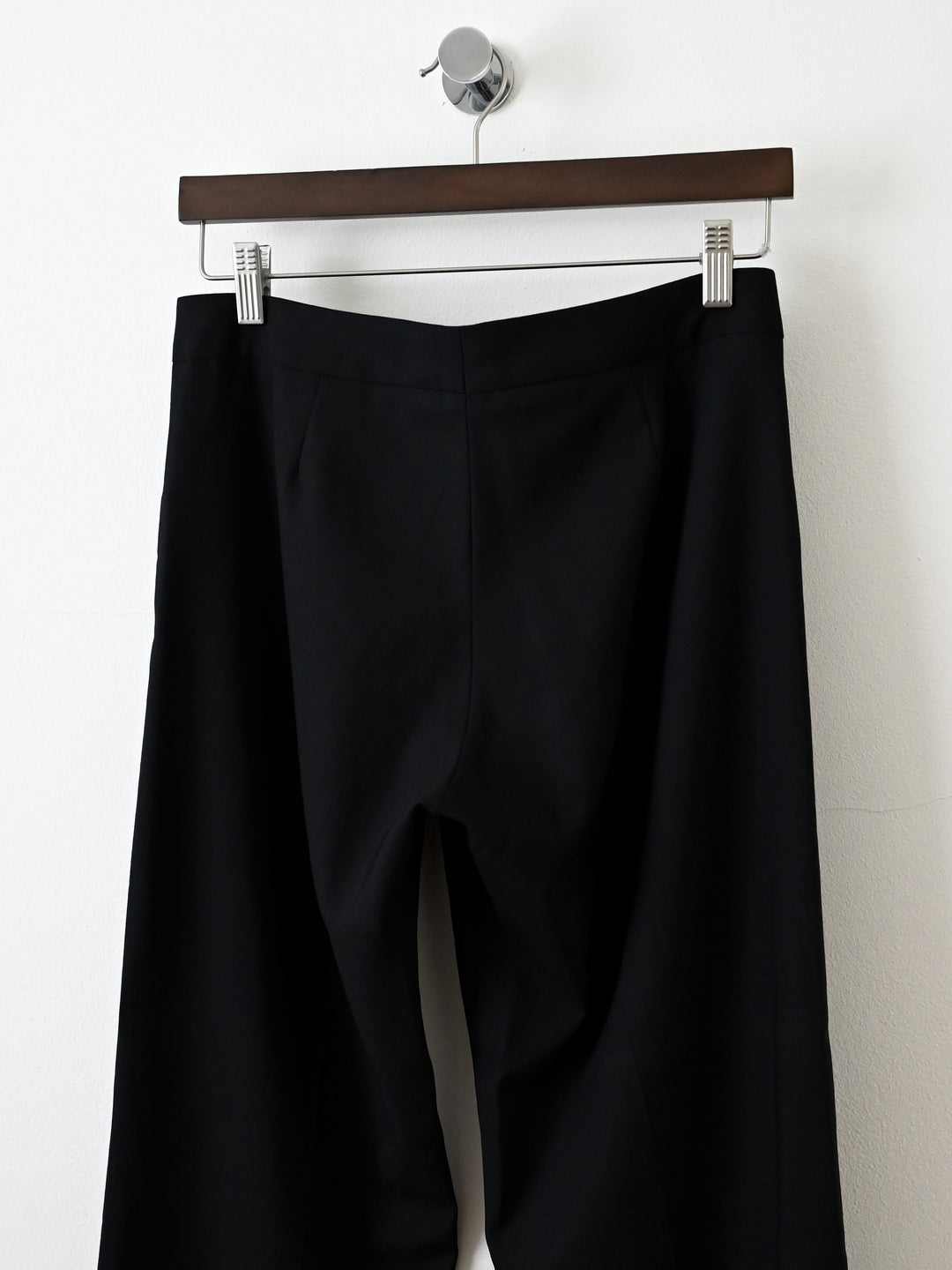 Leather Trim Wide Leg Wool Pants