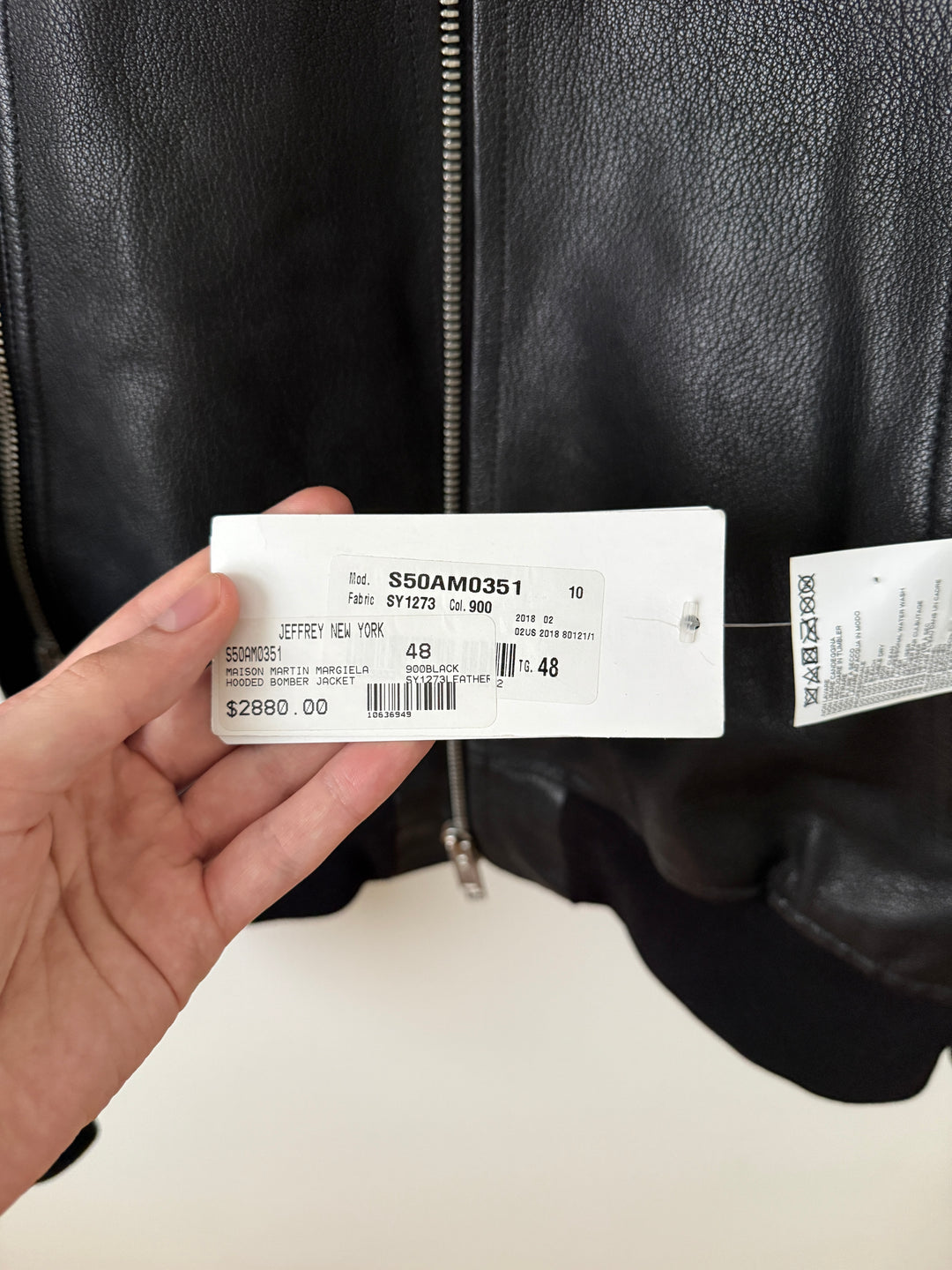 5 Zip Goat Leather Hooded Jacket