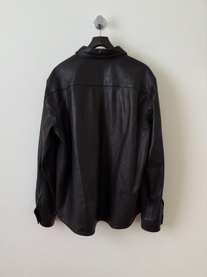 Leather Cloak Button Up Shirt