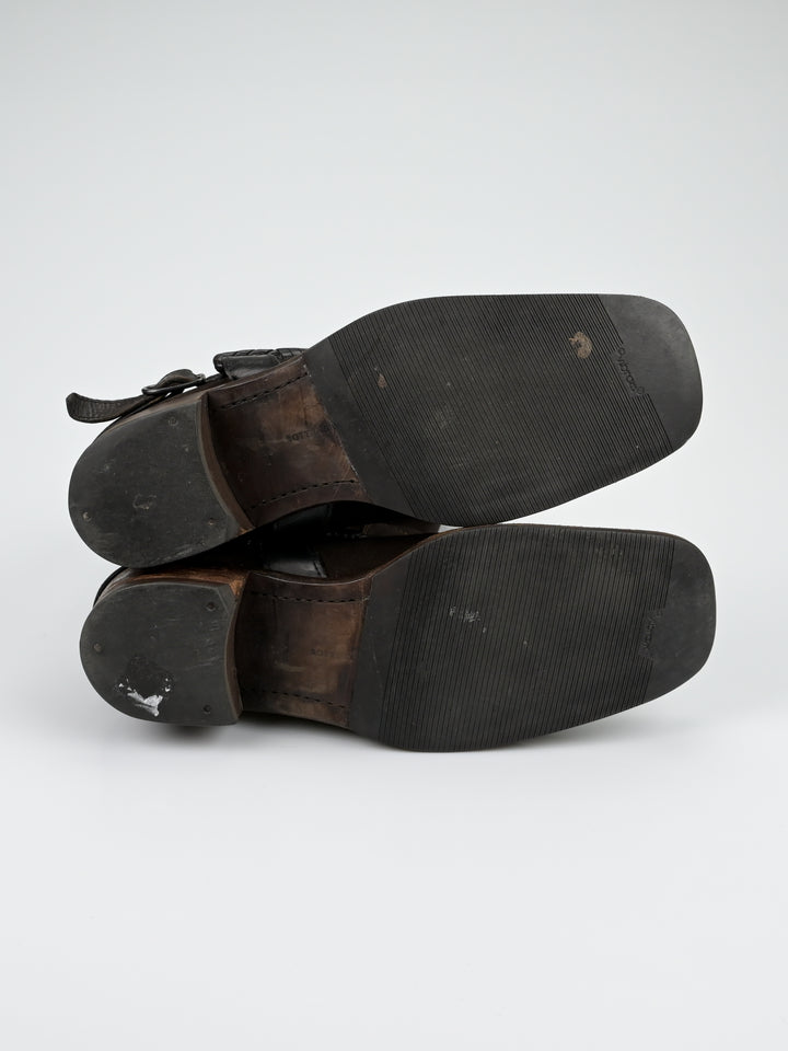 Suede Intrecciato Braided Weave Cord Boots