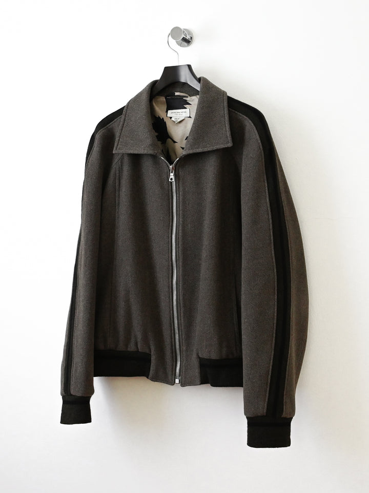 Herringbone Wool Striped Bomber Jacket