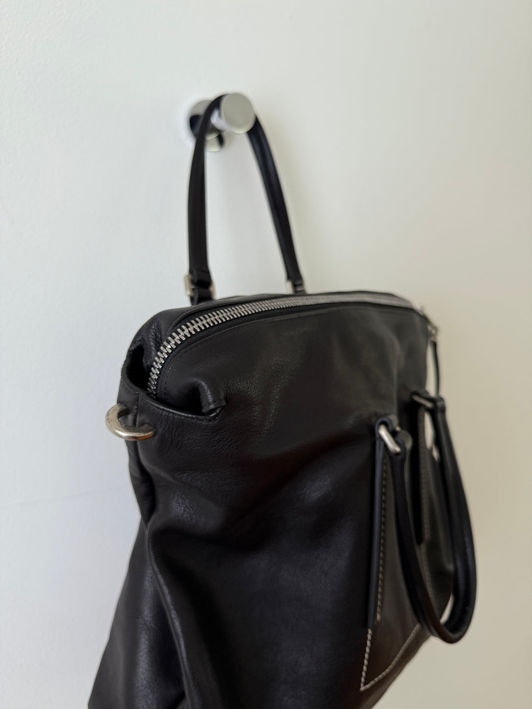 Leather Top Handle Tote Bag