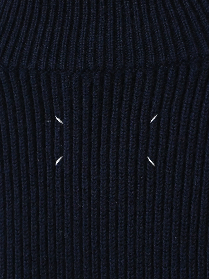 14 Zip Up Wool Knit Ribbed Sweater