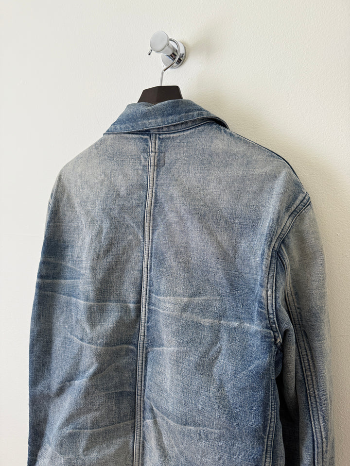 Distressed Denim Wool Lined Jacket
