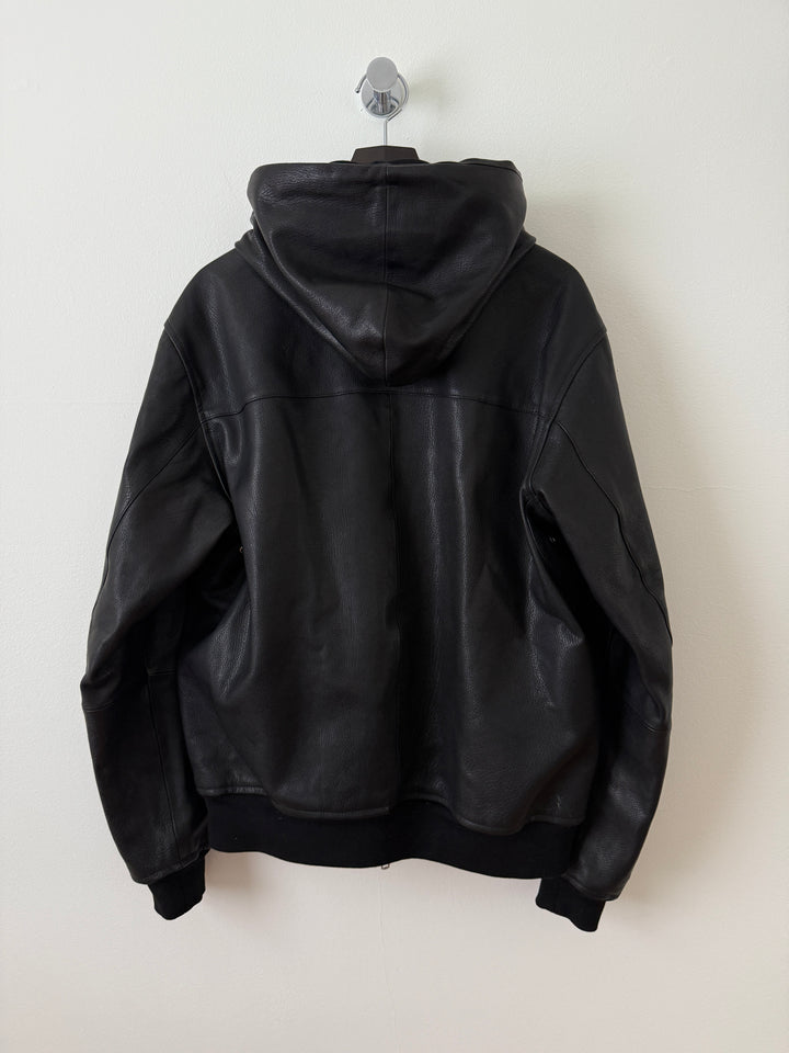 5 Zip Goat Leather Hooded Jacket