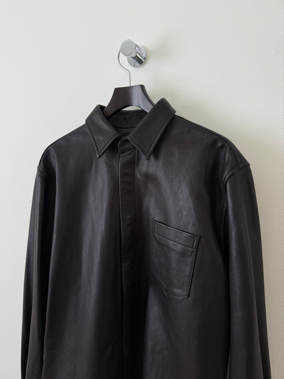 Leather Cloak Button Up Shirt