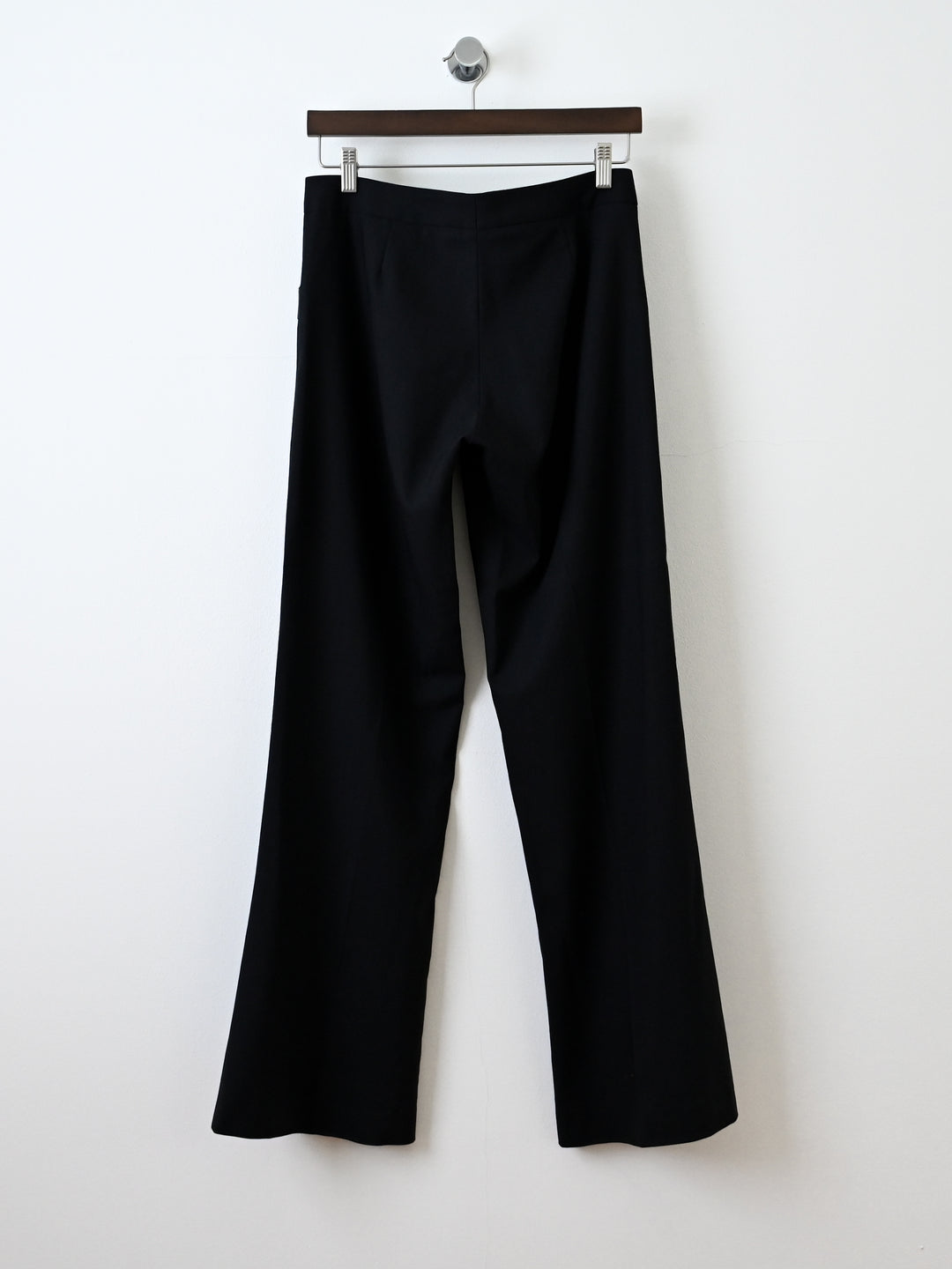 Leather Trim Wide Leg Wool Pants