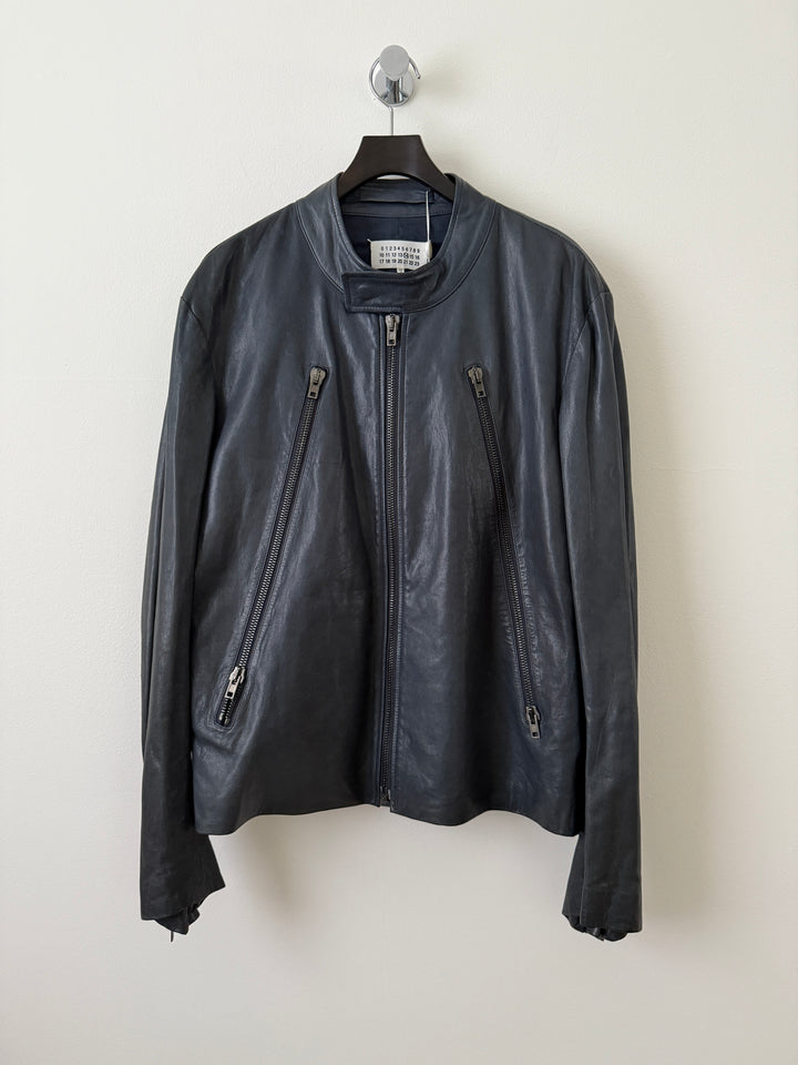 5 Zip Leather Moto Jacket
