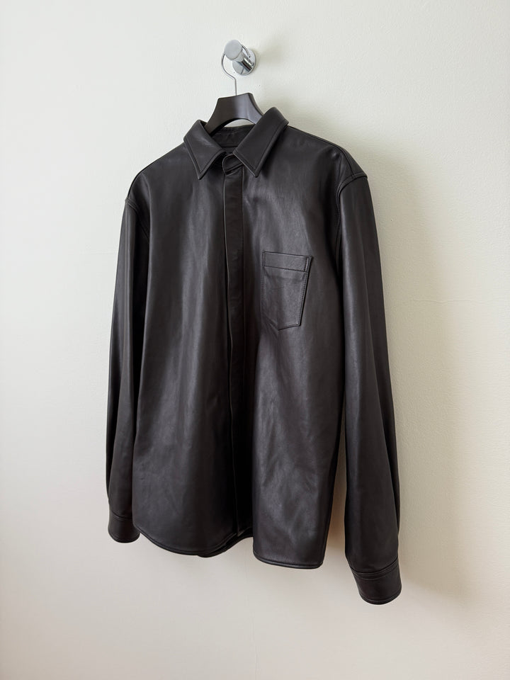 Leather Cloak Button Up Shirt
