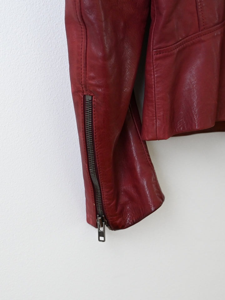 Red 5 Zip Leather Jacket