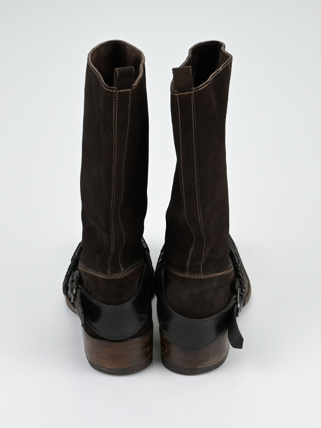 Suede Intrecciato Braided Weave Cord Boots