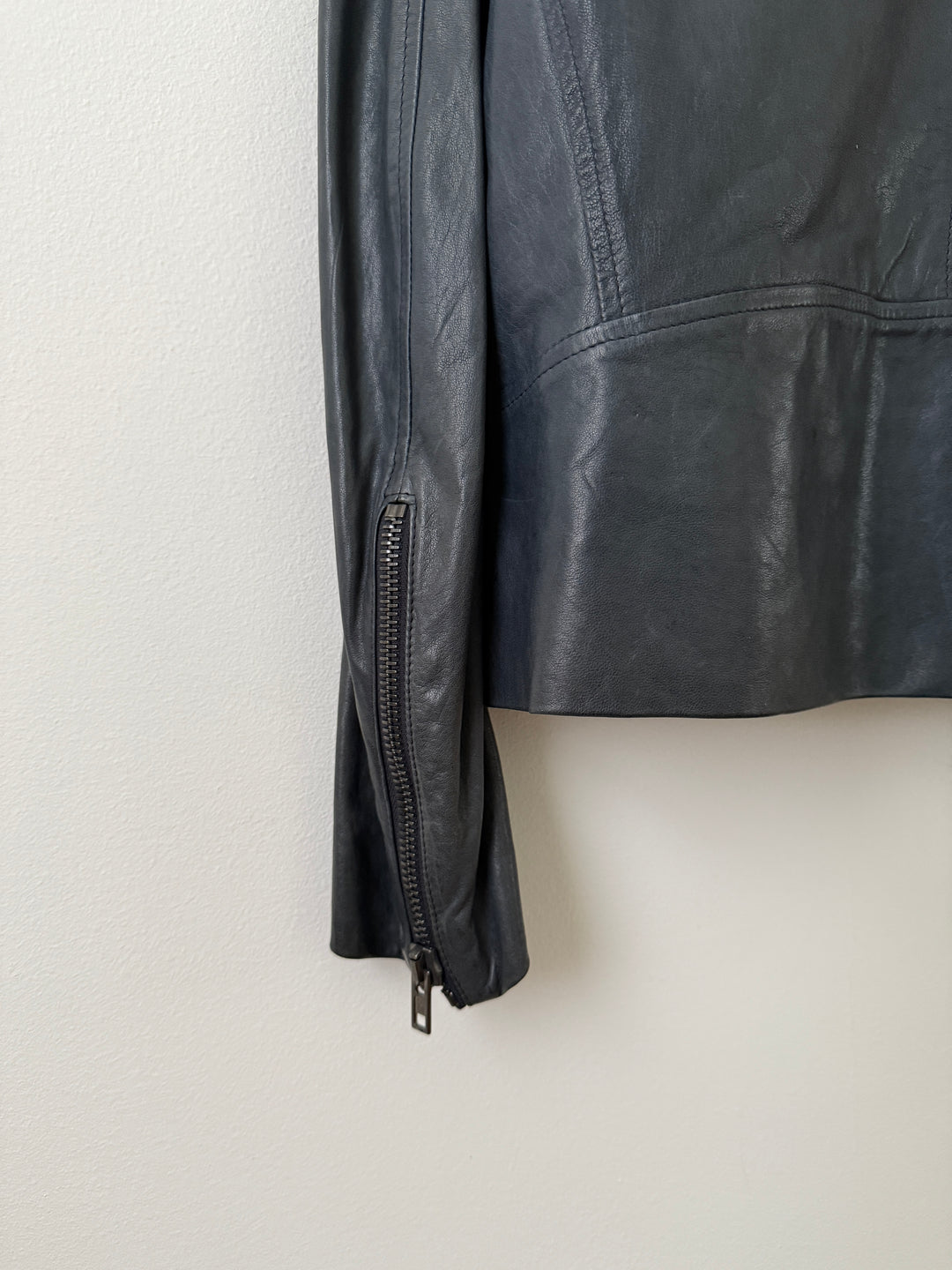 5 Zip Leather Moto Jacket