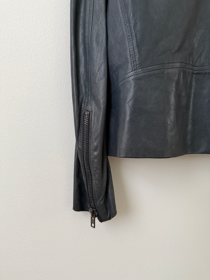 5 Zip Leather Moto Jacket