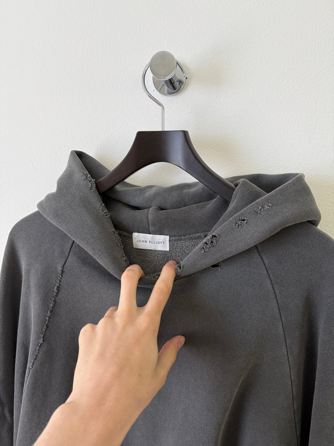 Grey Folsom Distressed Hoodie