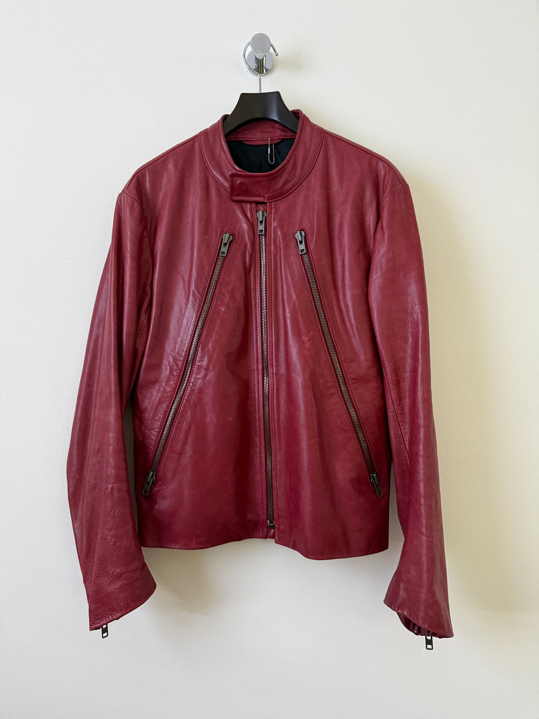 2007 Red 5 Zip Leather Moto Jacket