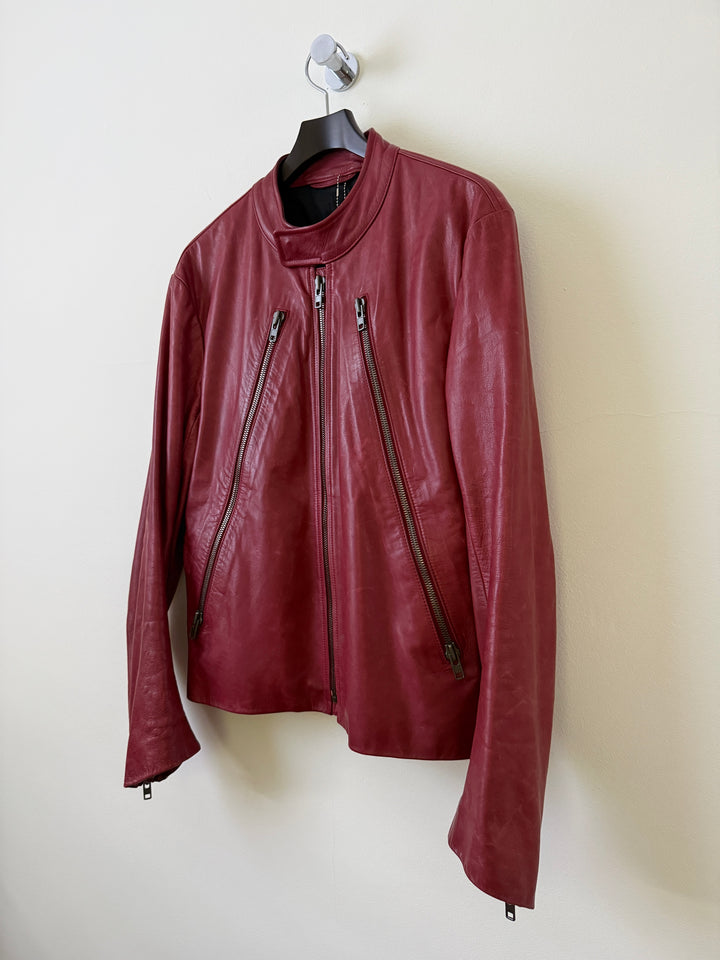2007 Red 5 Zip Leather Moto Jacket