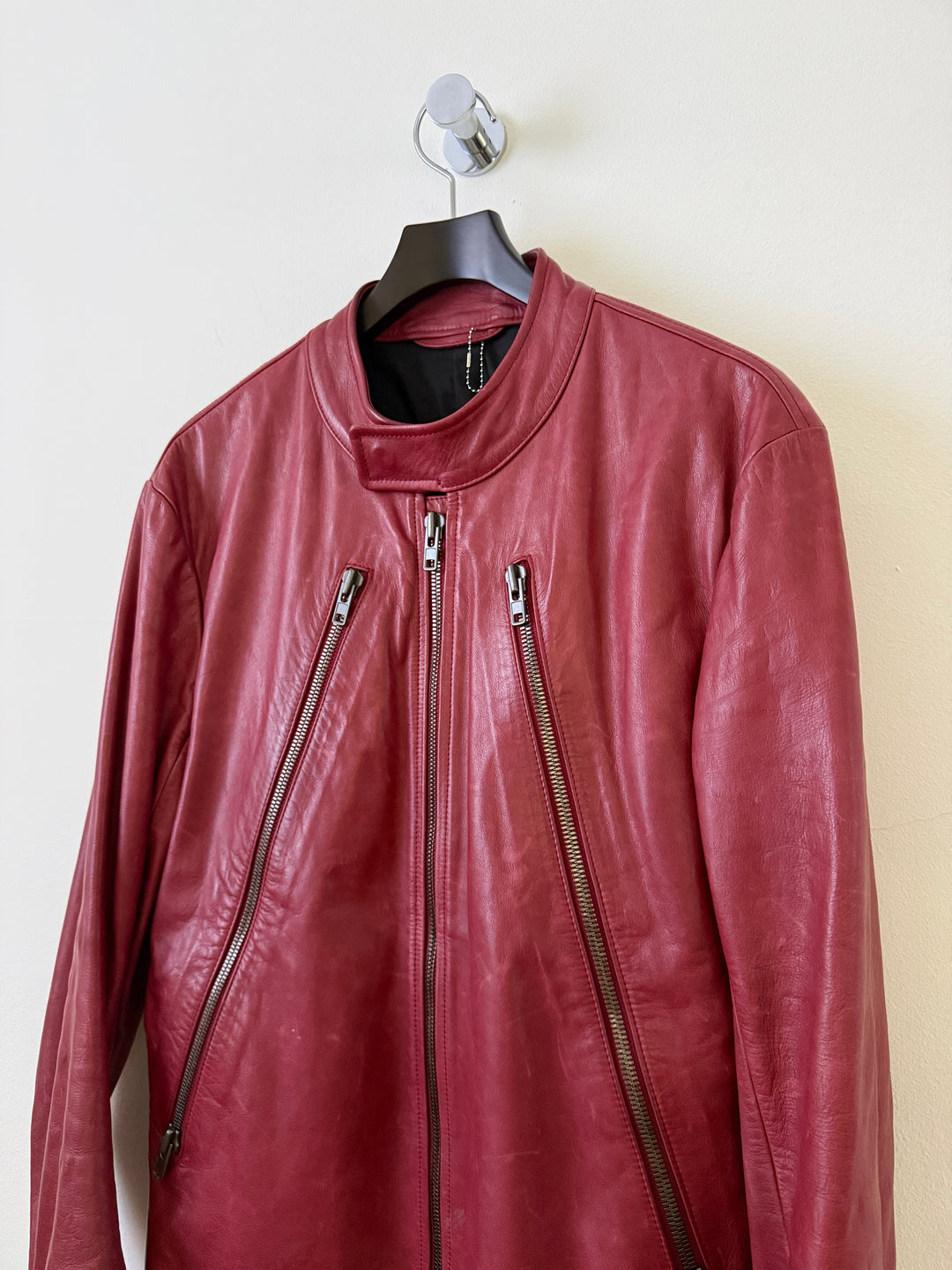 2007 Red 5 Zip Leather Moto Jacket