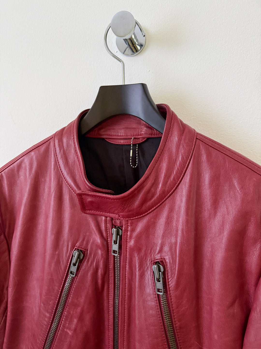 2007 Red 5 Zip Leather Moto Jacket