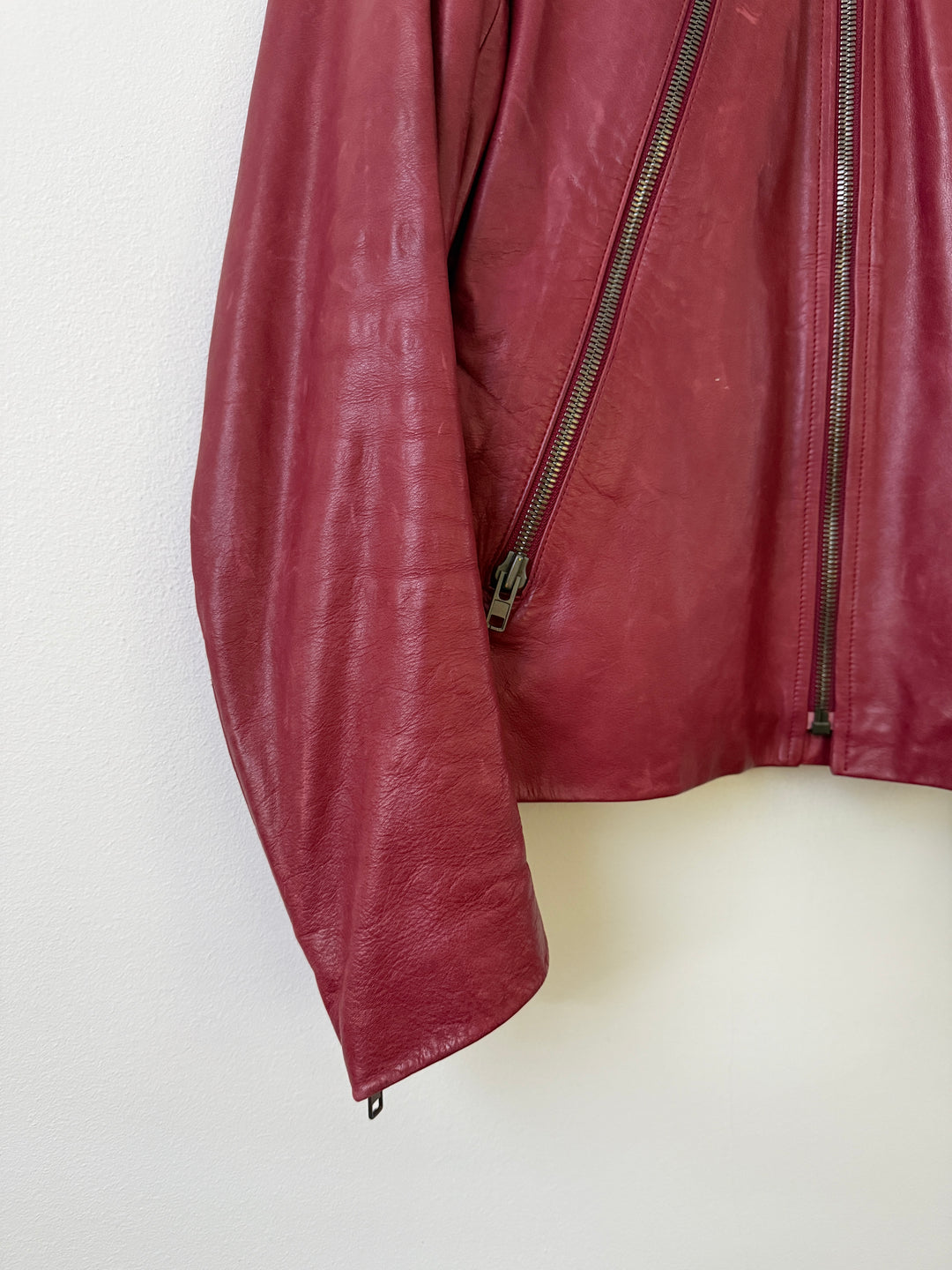 2007 Red 5 Zip Leather Moto Jacket