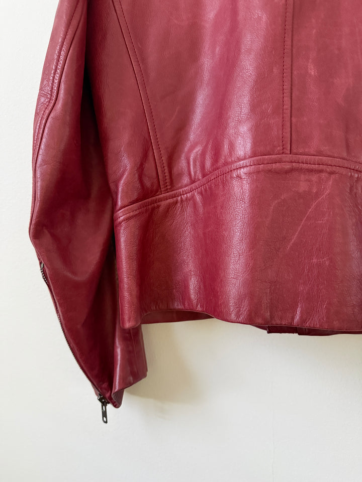 2007 Red 5 Zip Leather Moto Jacket