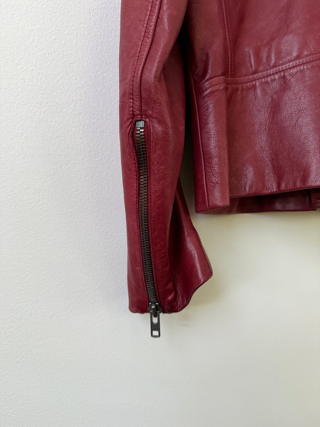 2007 Red 5 Zip Leather Moto Jacket