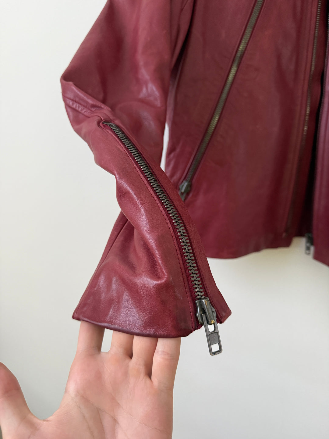 2007 Red 5 Zip Leather Moto Jacket
