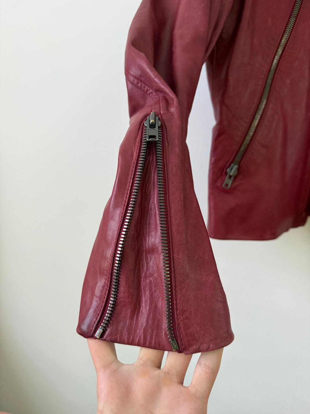 2007 Red 5 Zip Leather Moto Jacket