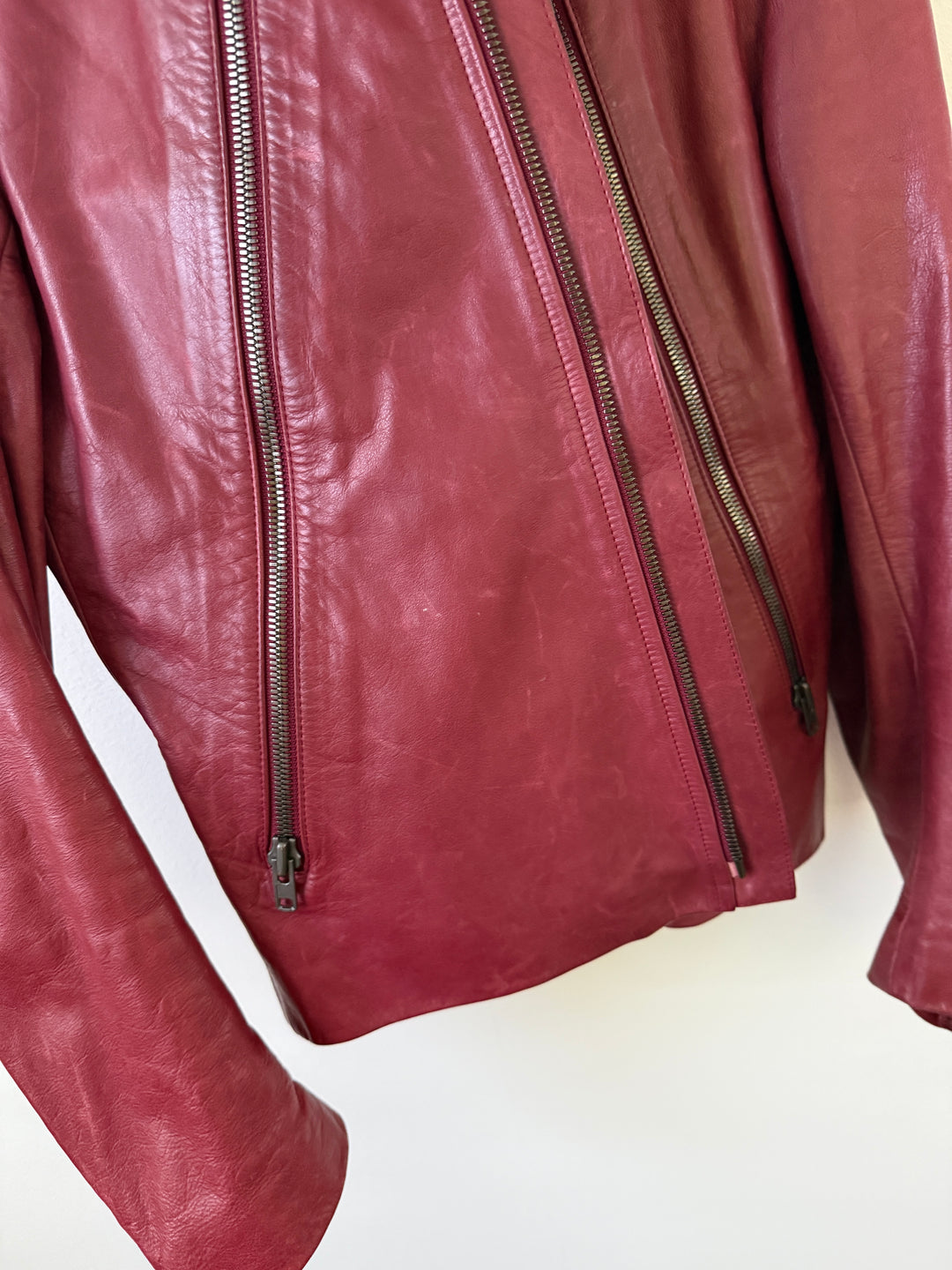 2007 Red 5 Zip Leather Moto Jacket