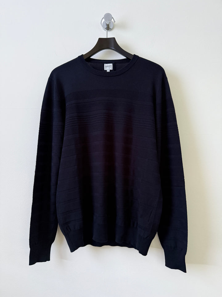 Silk Striped Crew Neck Pullover Sweater
