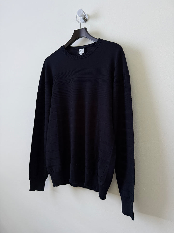 Silk Striped Crew Neck Pullover Sweater