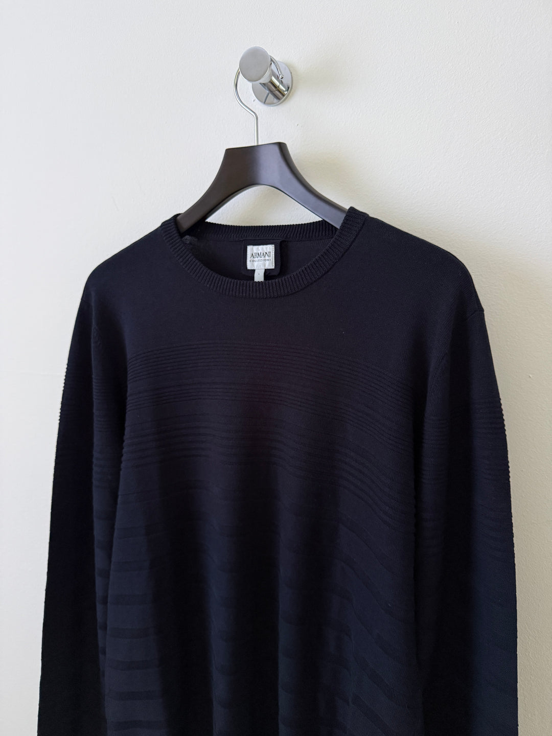 Silk Striped Crew Neck Pullover Sweater