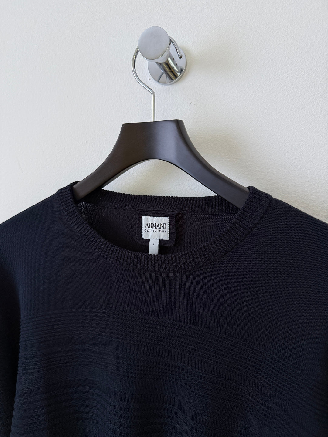 Silk Striped Crew Neck Pullover Sweater