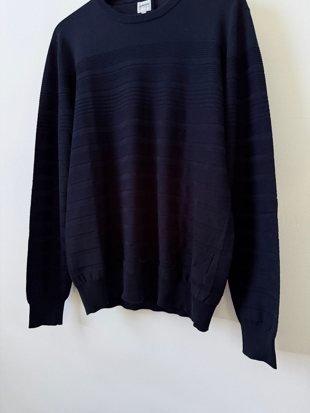 Silk Striped Crew Neck Pullover Sweater