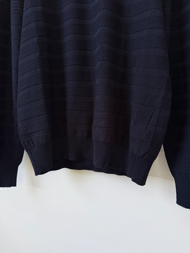 Silk Striped Crew Neck Pullover Sweater