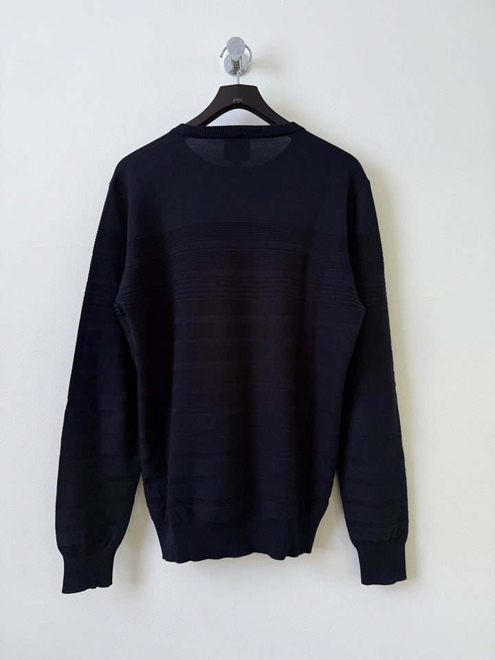 Silk Striped Crew Neck Pullover Sweater