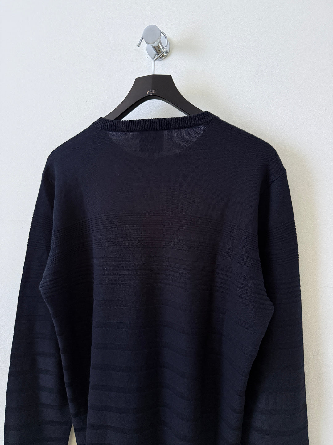 Silk Striped Crew Neck Pullover Sweater