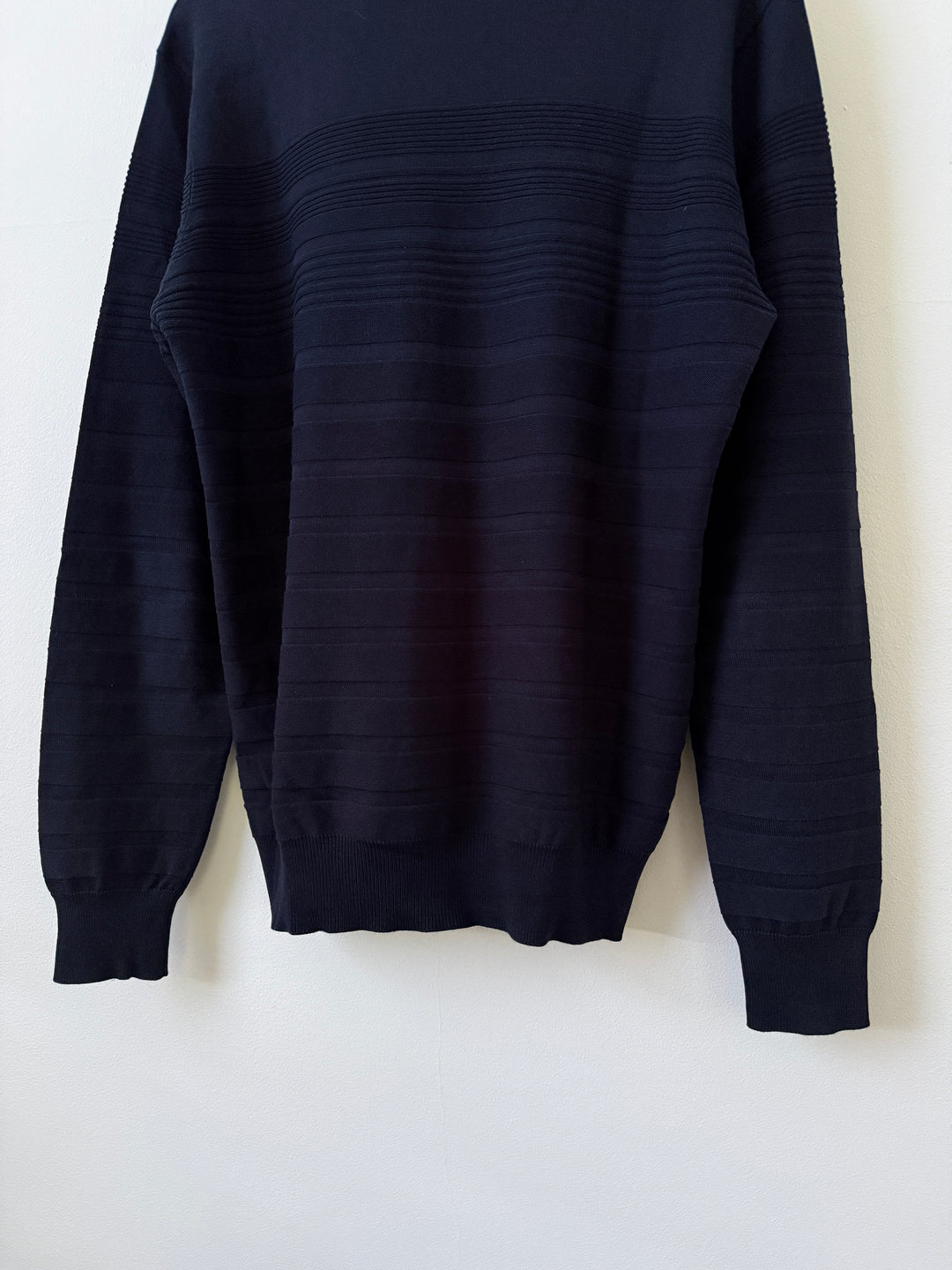 Silk Striped Crew Neck Pullover Sweater