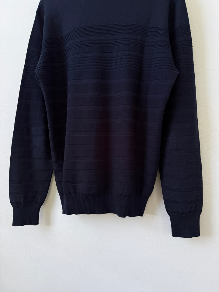 Silk Striped Crew Neck Pullover Sweater