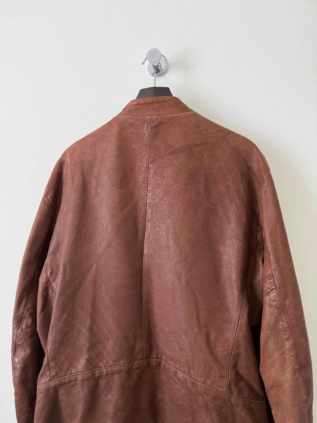 2004 Brown 5 Zip Leather Moto Jacket