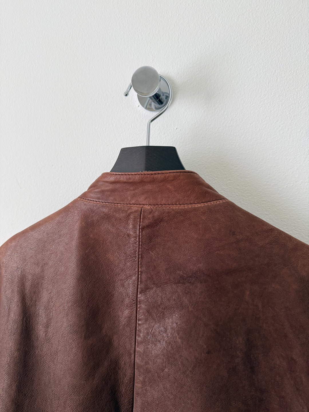 2004 Brown 5 Zip Leather Moto Jacket