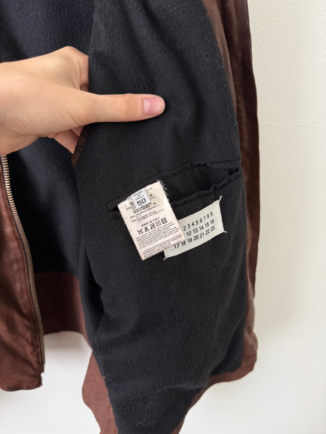 2004 Brown 5 Zip Leather Moto Jacket