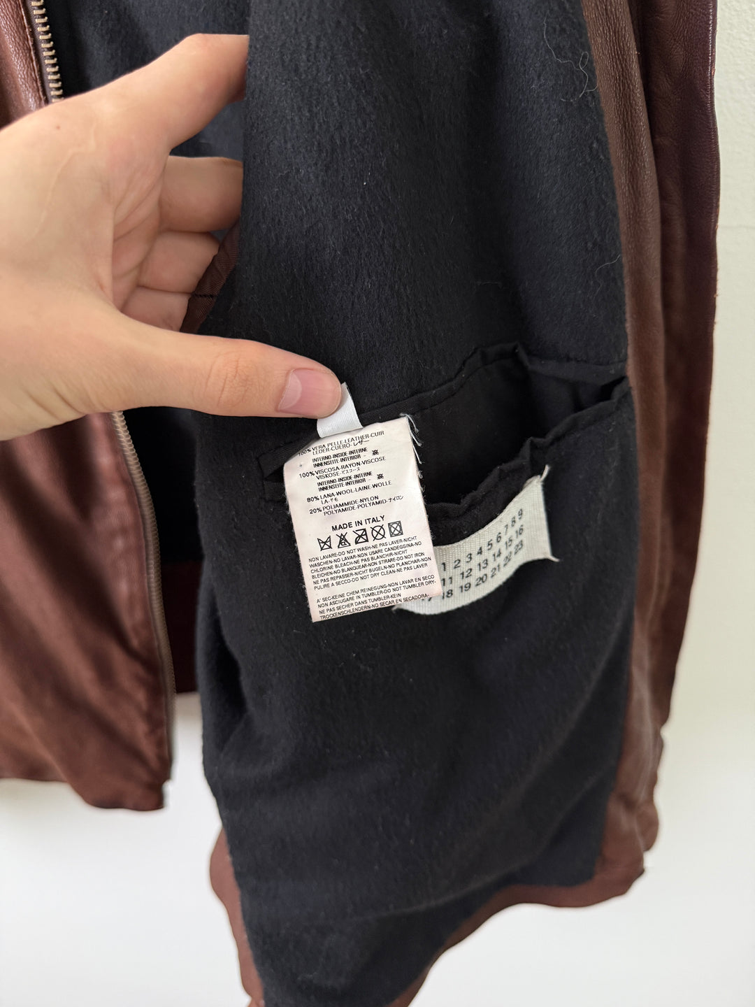 2004 Brown 5 Zip Leather Moto Jacket